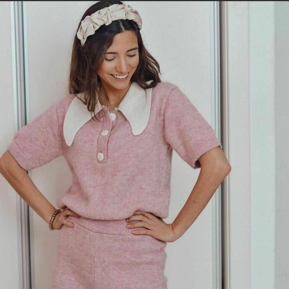 Zara Pink Short Knit Jumpsuit Romper - Picture 2 of 9